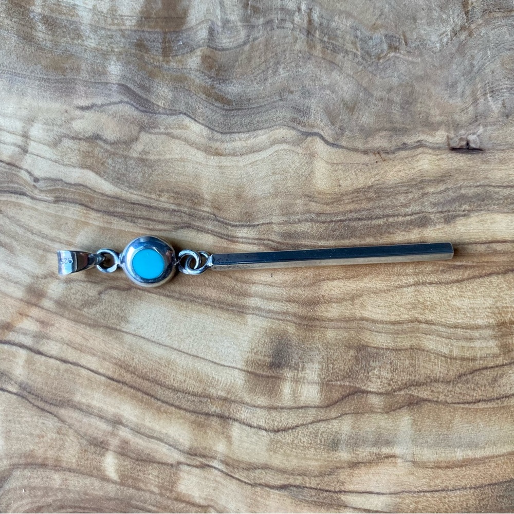 Minimalist Sterling Silver & Turquoise Necklace Pendant - Picture 4 of 6